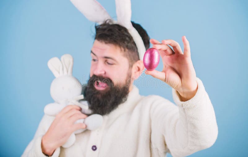 Why Does he Deliver the Eggs. Easter Bunny Delivering Colored Eggs Stock Photo Image of