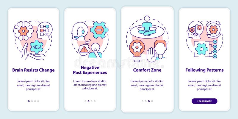 Why we resist change onboarding mobile app screen royalty free illustration