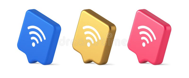 Wi-Fi Internetverbindung Taste High Speed Wireless Cyberspace digitales Netzwerk 3d Sprachblase isometrischer Symbol lizenzfreie abbildung