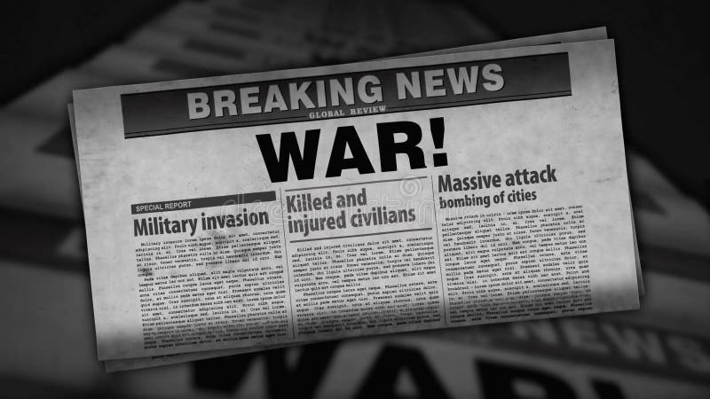 Wiadomości wojenne kryzys humanitarny i wojskowe retro gazety prasowe