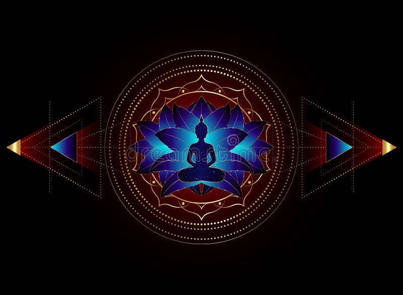 Chakra Concept. Inner Love, Light and Peace. Buddha Silhouette in Lotus  Position Over Gold Ornate Mandala Lotus Flower. Isolated Stock Vector -  Illustration of isolated, aura: 181324129