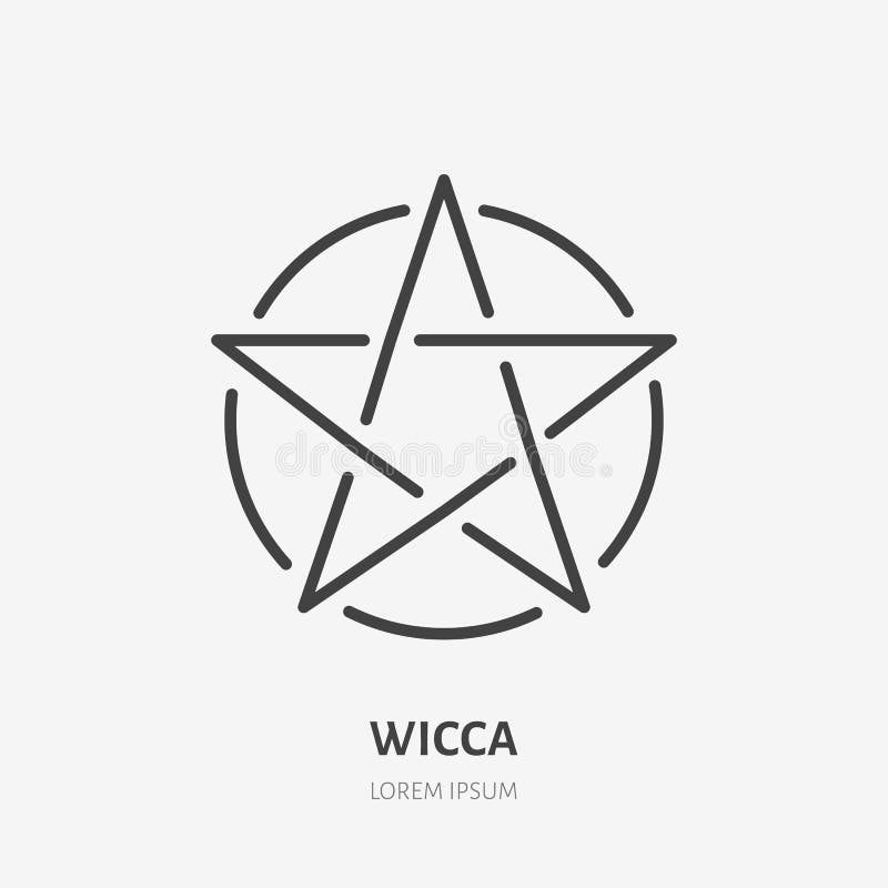 Wiccan五芒星形平的线象wicca魔术标志neopaganism宗教的稀薄的线性商标向量例证 插画包括有 Wiccan五芒星形平的线象wicca魔术标志neopaganism宗教的稀薄的线性商标向量例证 插画包括有
