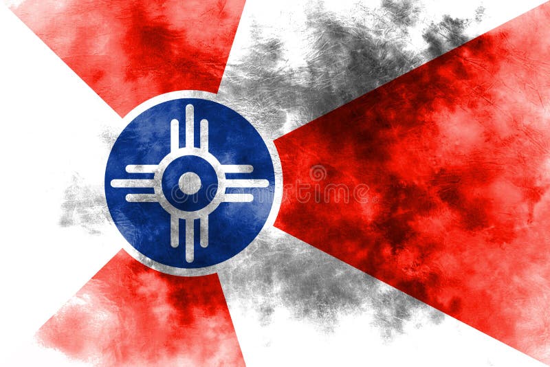 Wichita miasta dymu flaga, Kansas stan, Stany Zjednoczone Ameryka ilustracji Wichita miasta dymu flaga, Kansas stan, Stany Zjednoczone Ameryka ilustracji