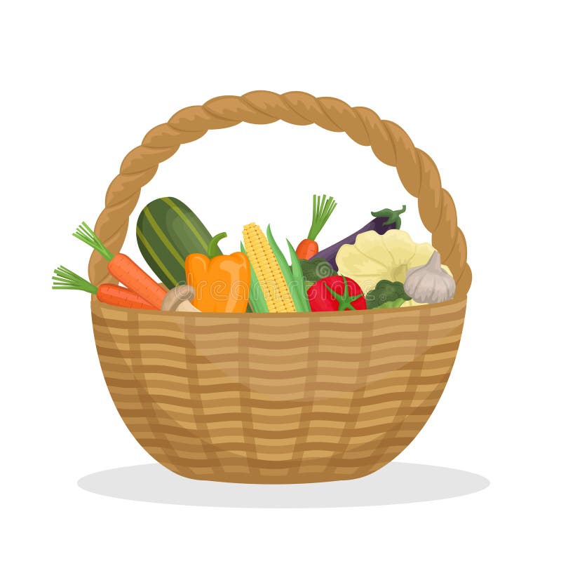 Wicker Basket with Autumn Vegetables. Harvest Stock Vector ...