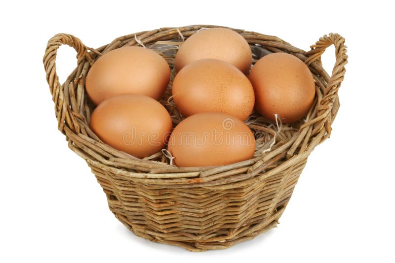 Wicker basket with eggs
