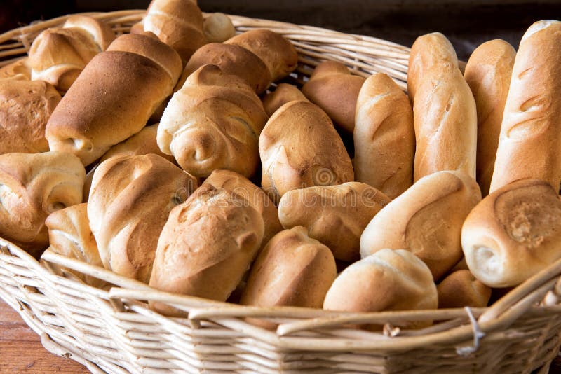 Assorted Crusty Fresh Bread Rolls In A Basket Stock Image Image of