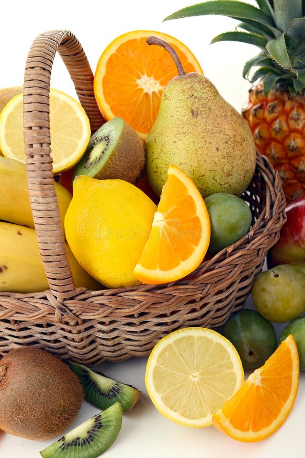 Wicker basket with fruits stock photo. Image of agriculture 26907672