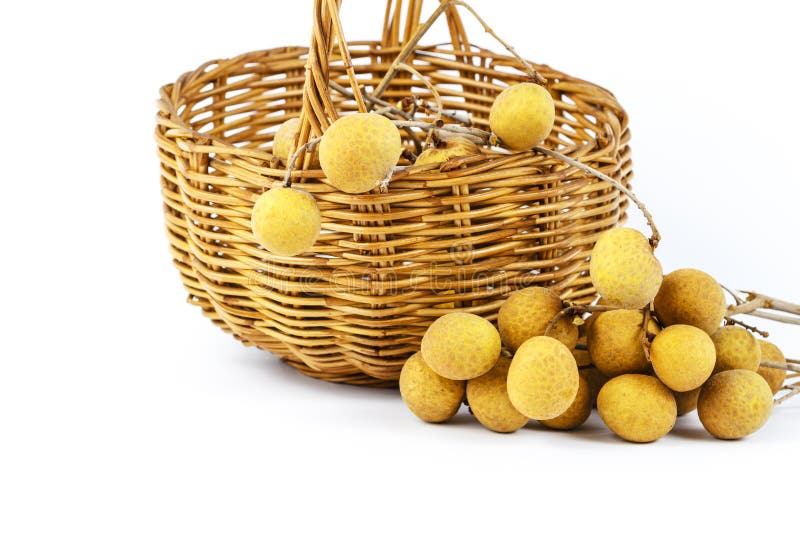 Wicker basket and longan stock photography