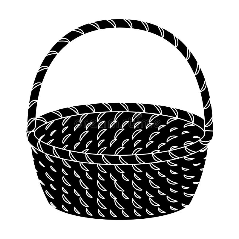 Wicker Basket Made of Twigs. Easter Single Icon in Black Style Vector