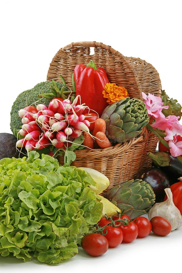 Wicker Basket of Vegetables Stock Image Image of agriculture