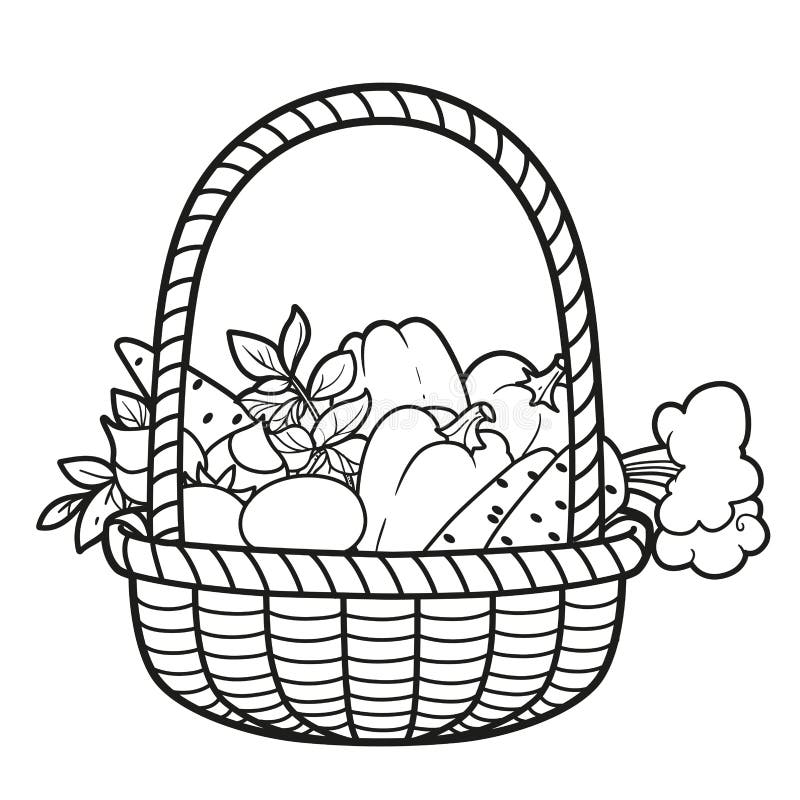 Vegetable basket drawing Stock Vector Images - Alamy-saigonsouth.com.vn