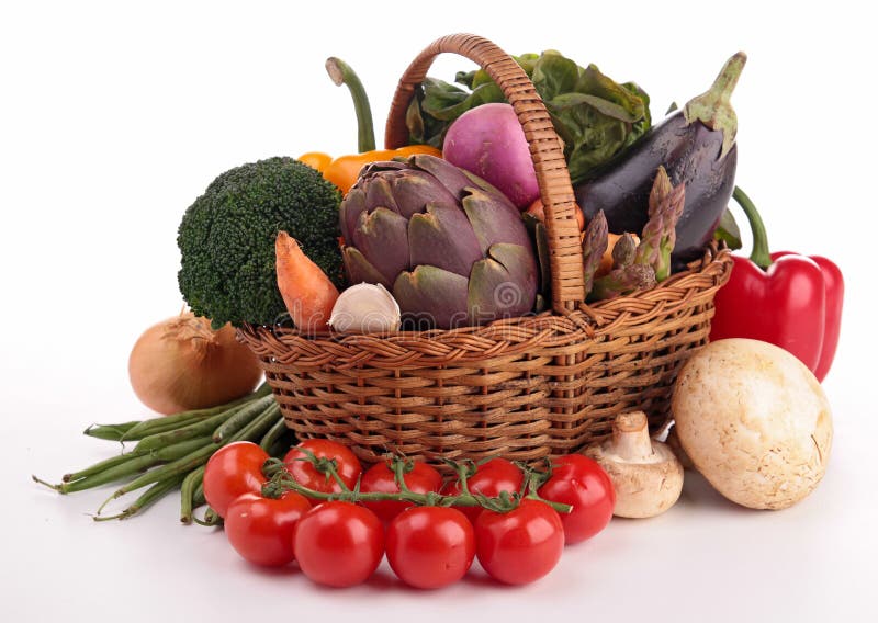 Wicker Basket with Vegetables Stock Photo Image of pepper, freshness