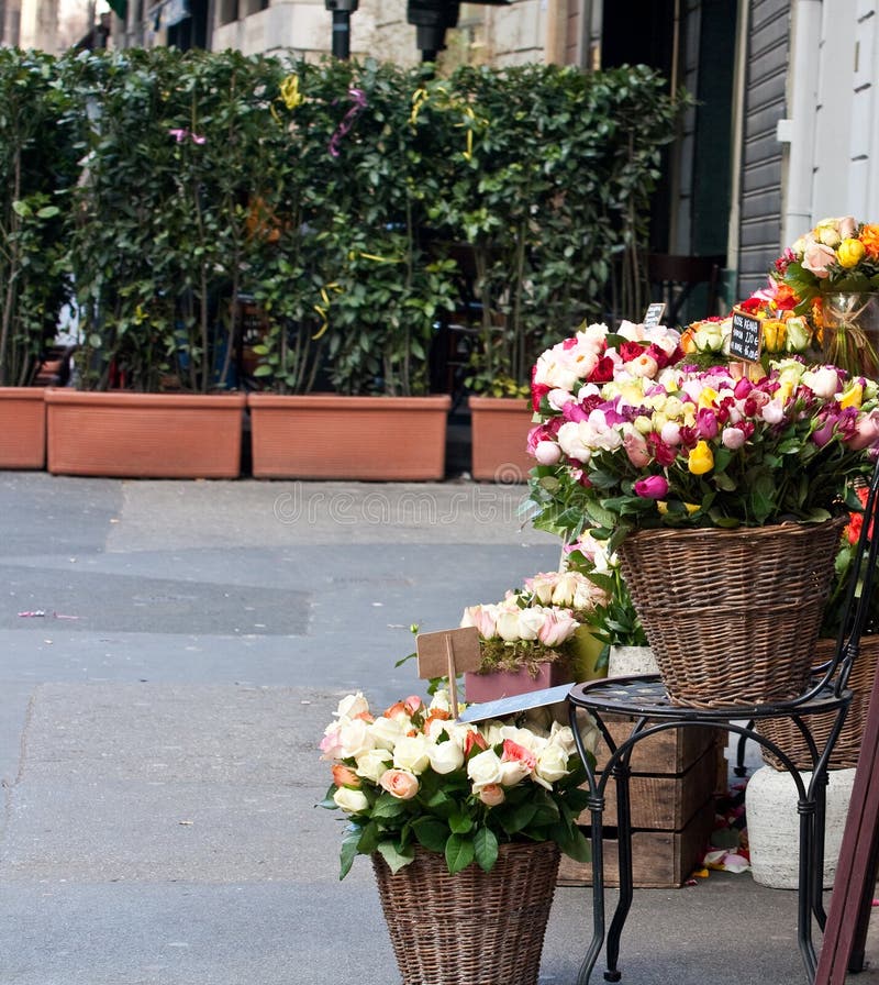 Wicker baskets with flowers