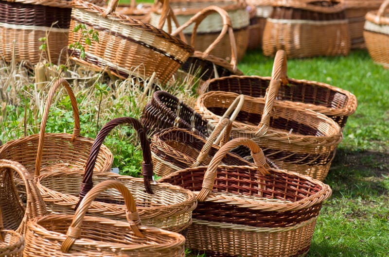 Wicker Baskets at Market stock image. Image of traditional 53325437