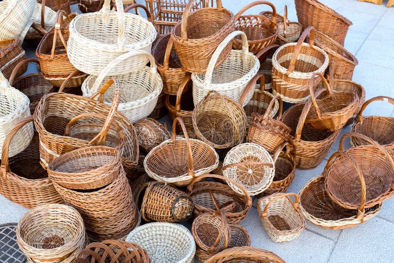 Wicker baskets for sale stock photos Wicker baskets for sale stock photos