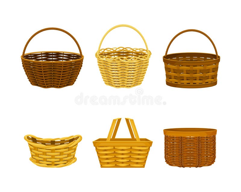 Wicker Baskets Set. Traditional Willow Basket for Picnic, Easter
