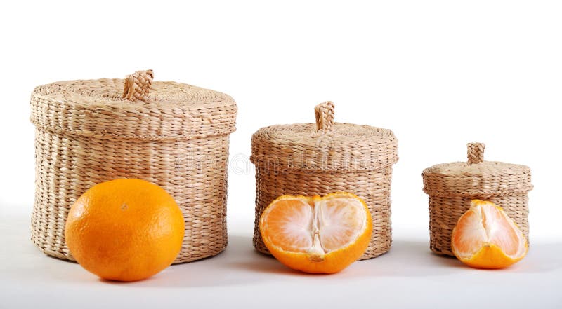 Wicker boxes and mandarin