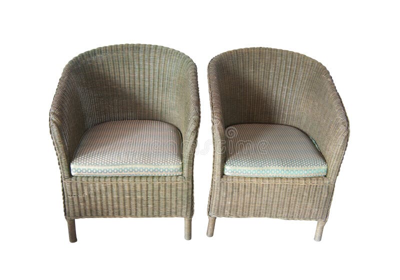 Wicker Comfortable Armchair, Isolated on White Background Stock Image