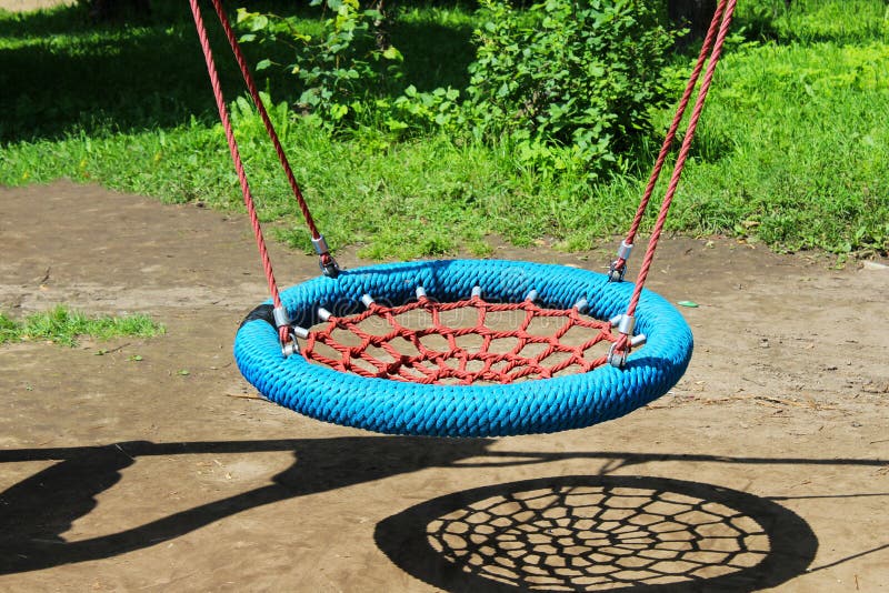 Wicker Round Swing in the Park, Handmade Stock Photo - Image of