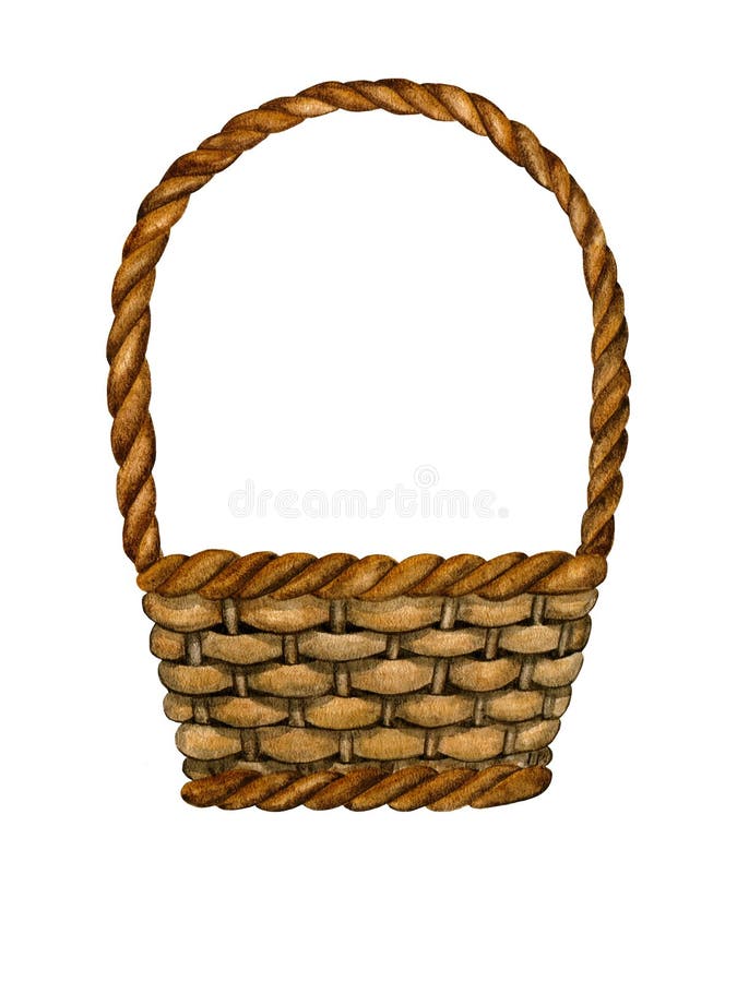 3044 Wicker Willow Easter Watercolor Basket Stock Illustration