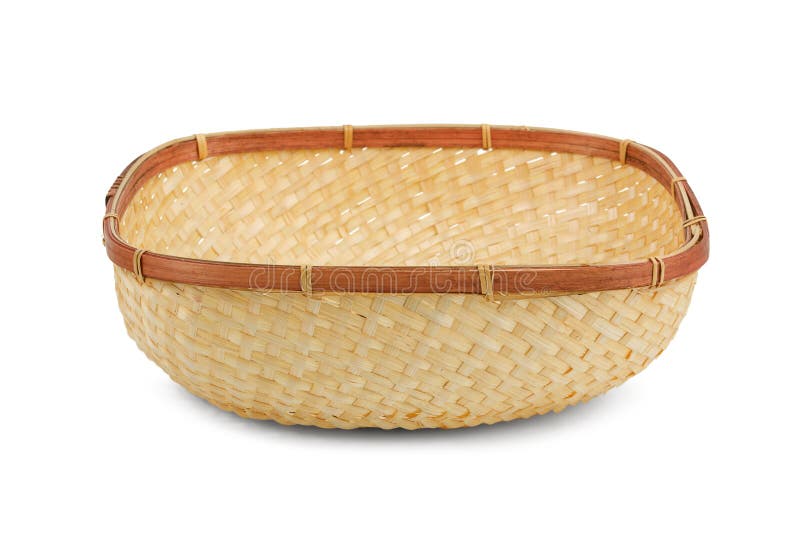 Wickerwork empty yellow breadbasket royalty free stock image