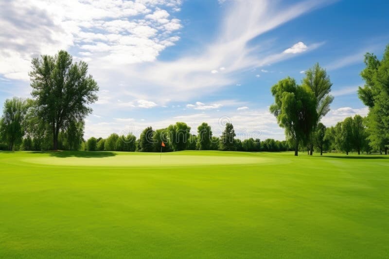 Wide angle of manicured golf course landscape royalty free illustration