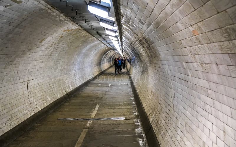 Wide Angle Photo of Greenwich Foot Tunnel Under River Thames in London ...