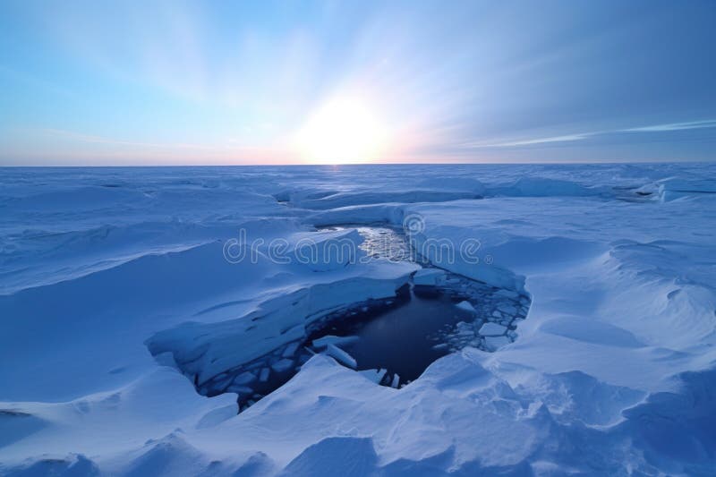 Wide angle shot of vast ice sheet breaking off vector illustration