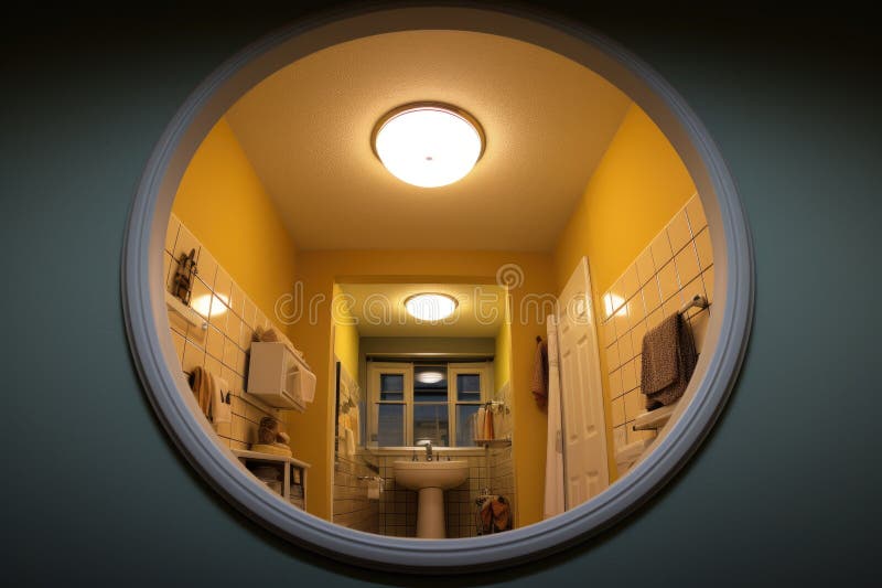 Wide angle view of a spotless bathroom mirror vector illustration