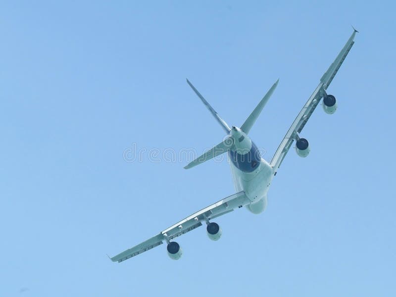 Wide-body airliner flying