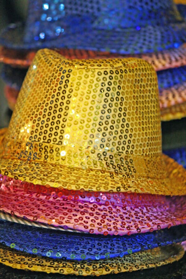 Wide-brimmed hats with colored rhinestones royalty free stock photos Wide-brimmed hats with colored rhinestones royalty free stock photos