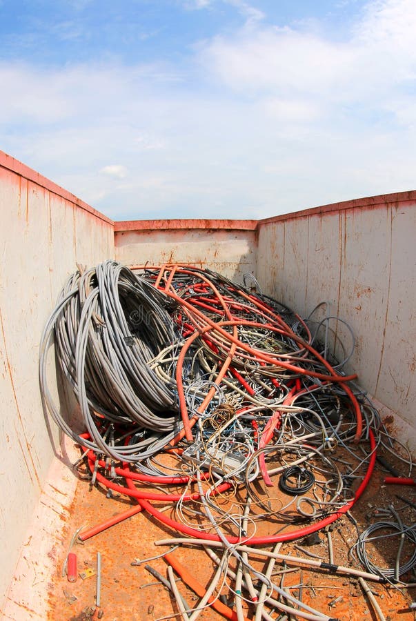 Electric Cables of Many Colours for the Recycling of Copper Stock Image