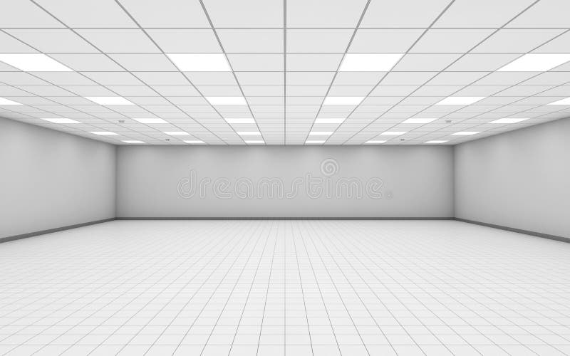 Wide empty office room interior with white walls 3 d royalty free illustration