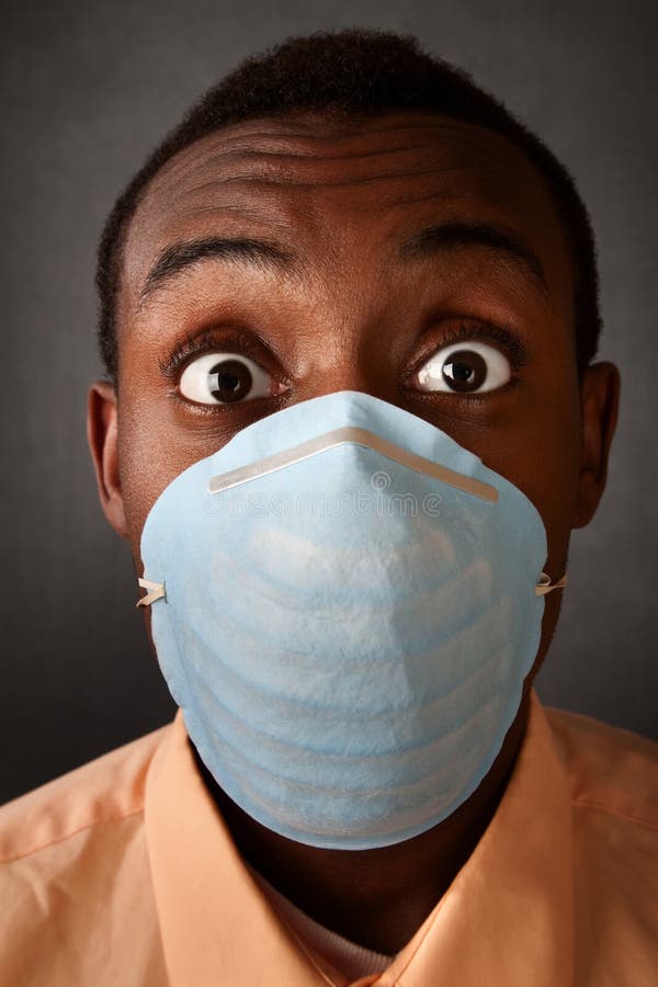 Wideeyed Man In Surgical Mask Stock Image Image 19410475