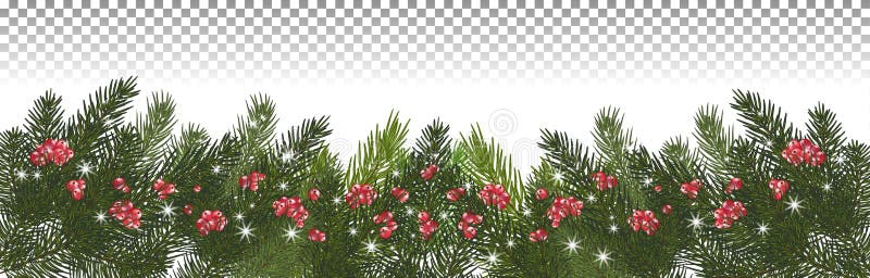 Long Garland of Christmas Tree Branches . Realistic Fir-tree Bo Stock Photo  - Image of merry, natural: 104843290