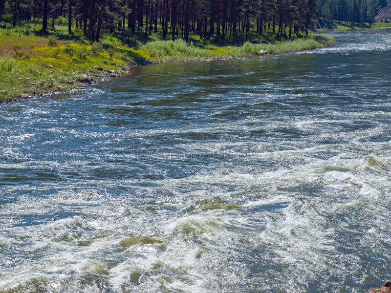 Wide Mountain River Cuts a Valley Clark Fork River Stock Image