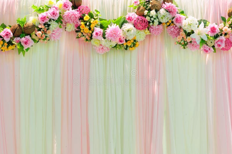 Wide Scene Wedding Background Stock Image - Image of bouquet, flora ...