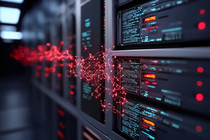 Wide Shot of Quantum Computer Processing Data stock photo