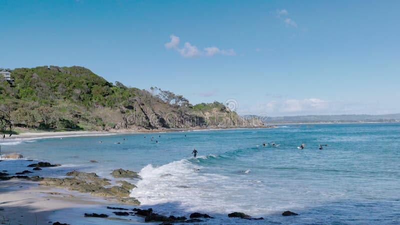 wide view looking to the west of wategos beach at byron bay