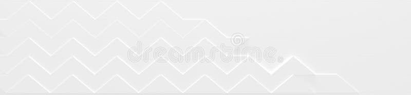Wide White Zig Zag Style Background With Copy Space (Website Header) (3D Illustration royalty free illustration