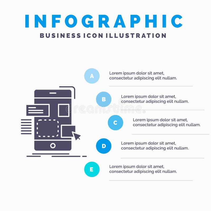 Widerstand, Mobile, Entwurf, ui, ux Infographics-Schablone f? r Website und Darstellung Graue Ikone des GLyph mit blauer infograph vektor abbildung