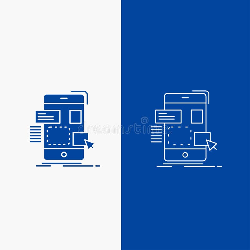 Widerstand, Mobile, Entwurf, ui, ux Linien- und Glyphnetz Knopf in der blaue Farbevertikalen Fahne für UI und UX, Website oder be vektor abbildung