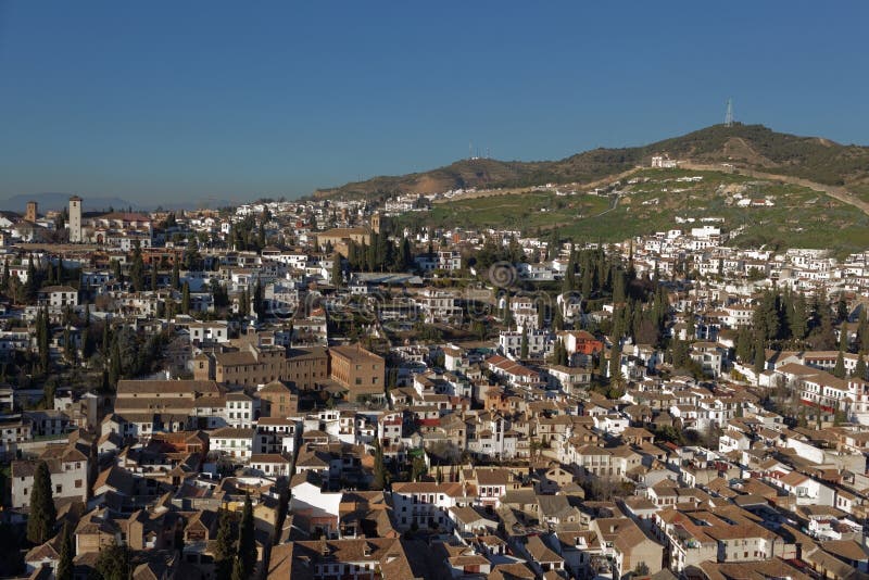 Widok Albayzin, Granada, Hiszpania obraz stock Widok Albayzin, Granada, Hiszpania obraz stock