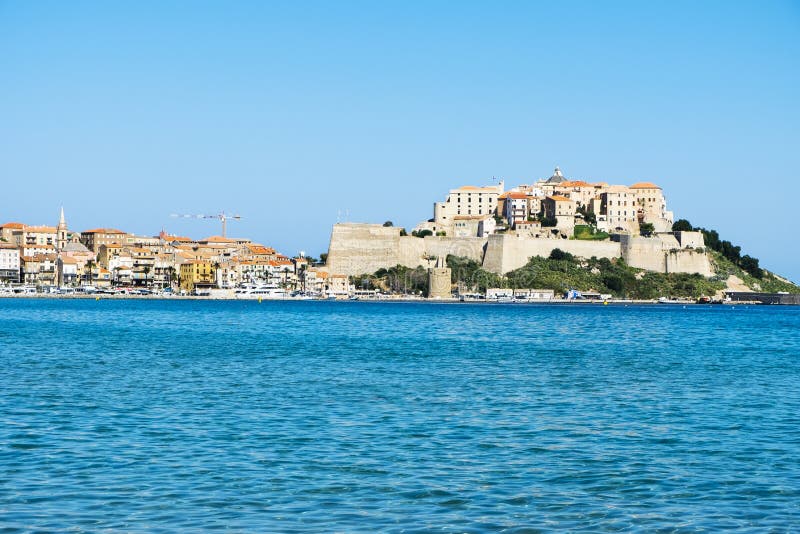Widok Calvi, w Corsica, Francja zdjęcia royalty free