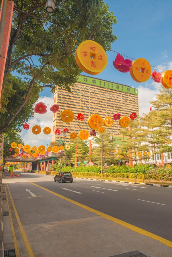 Widok Chinatown teren w Singapur obraz royalty free