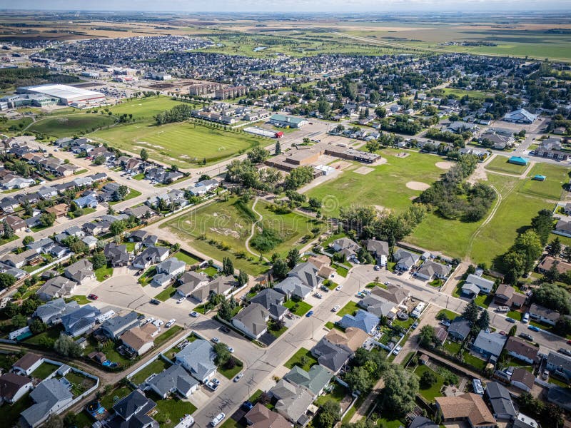 Widok lotniczy na Warman, Saskatchewan zdjęcie stock
