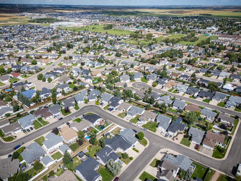 Widok lotniczy na Warman, Saskatchewan zdjęcia stock