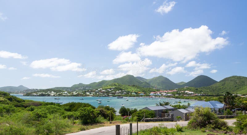 Bay of Cul de Sac on french side of St Martin in Caribbean. Bay of Cul de Sac on french side of St Martin in Caribbean