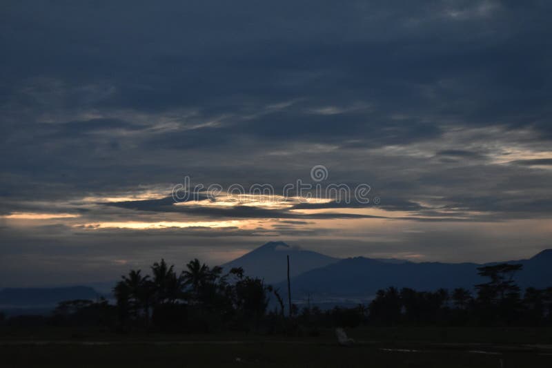 View of Rice Fields and Selamet Mountain. View of Rice Fields and Selamet Mountain