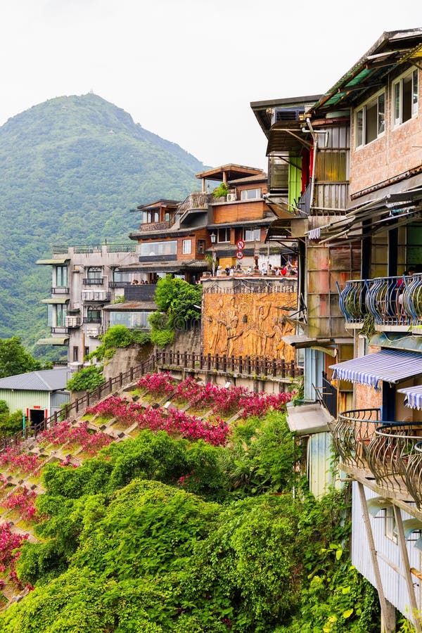 Widok scenograficzny wioski Jiufen na Tajwanie zdjęcia royalty free